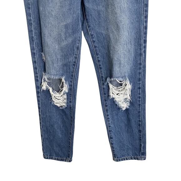 Kancan Crop Denim Jeans XS 0 24 High Rise Paper Bag Elastic Waist Distressed - Picture 4 of 9